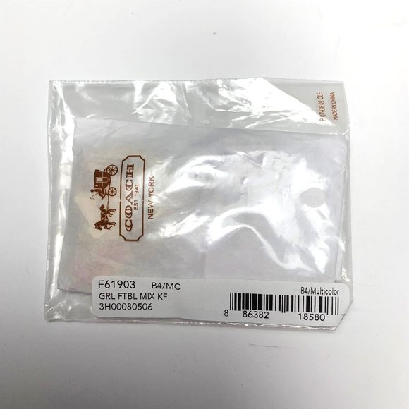 Coach Girly Football Mix Key Ring Key Chain KeyFob Bag Charm Pink 61903 NEW - Picture 6 of 6